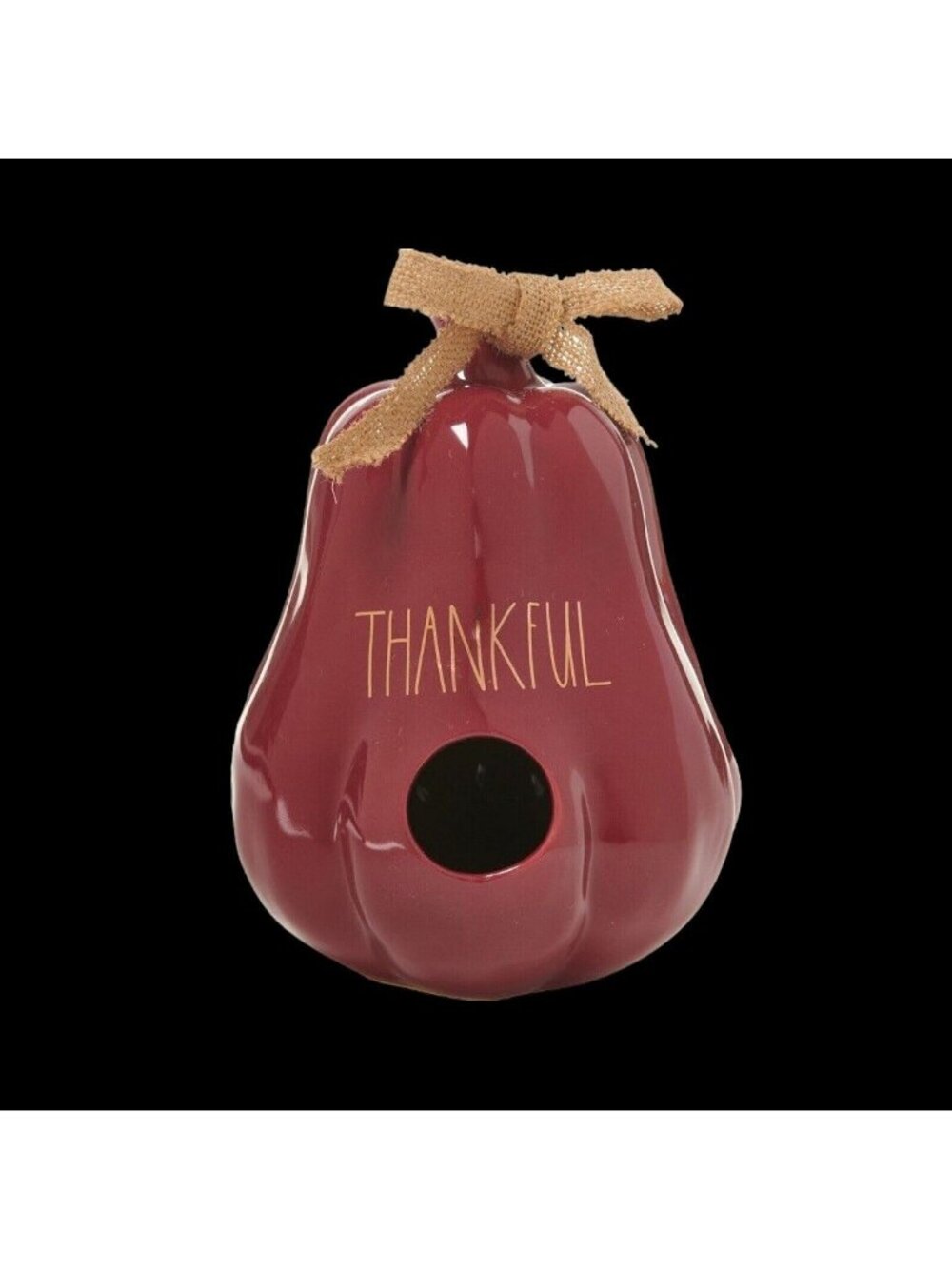 Rae Dunn “Thankful” Ceramic Gourd Birdhouse Burgundy Gold Brand New